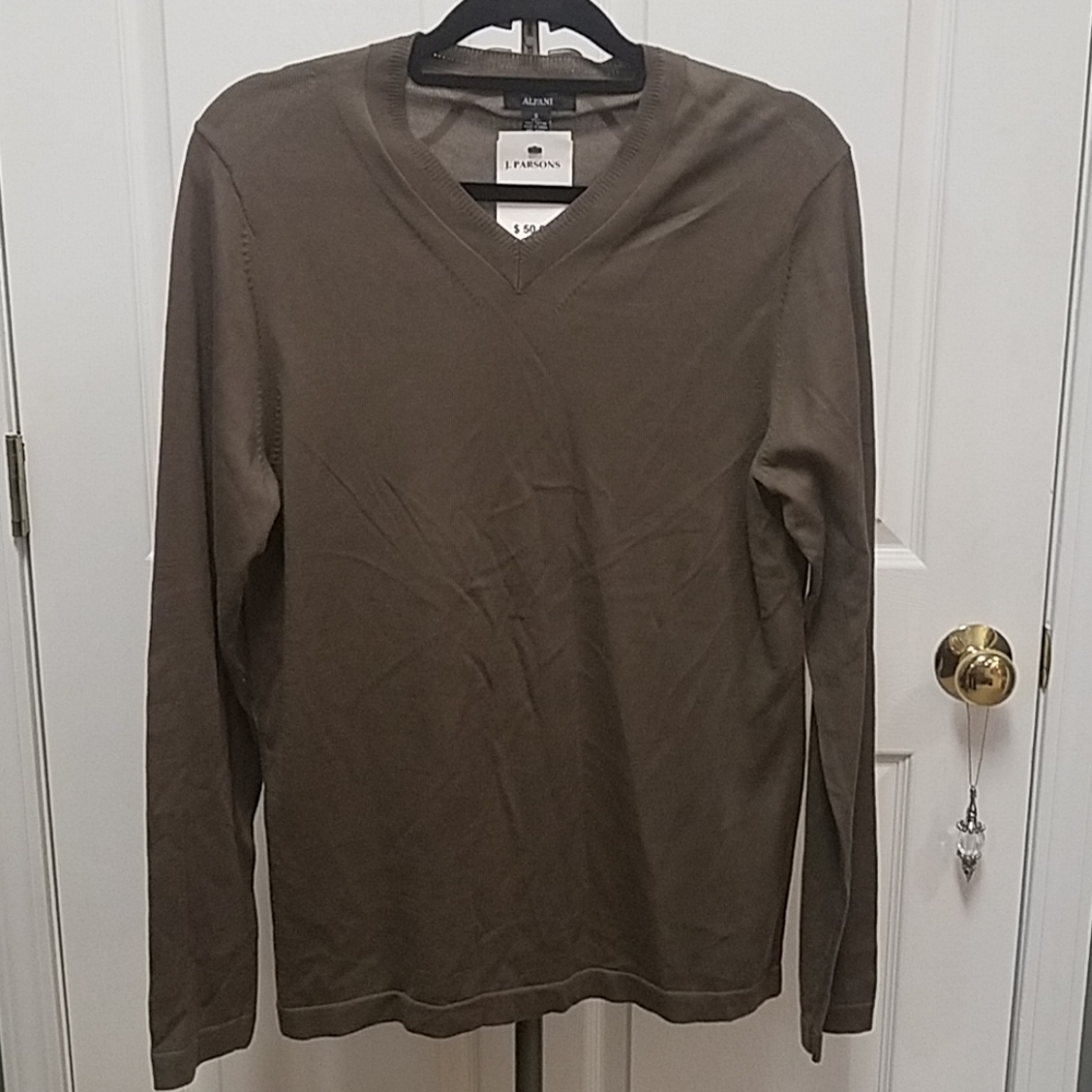 Alfani Pima cotton sweater small dark taupe